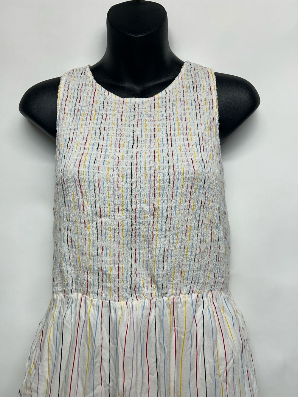 English Factory White Dress with Pastel Stripe Detail large